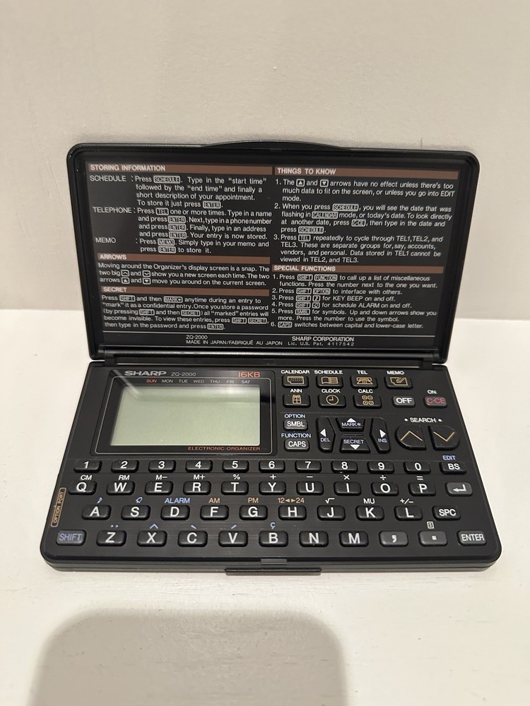 Sharp ZQ-2000 16kb Electronic Organizer TESTED WORKS EUC!!