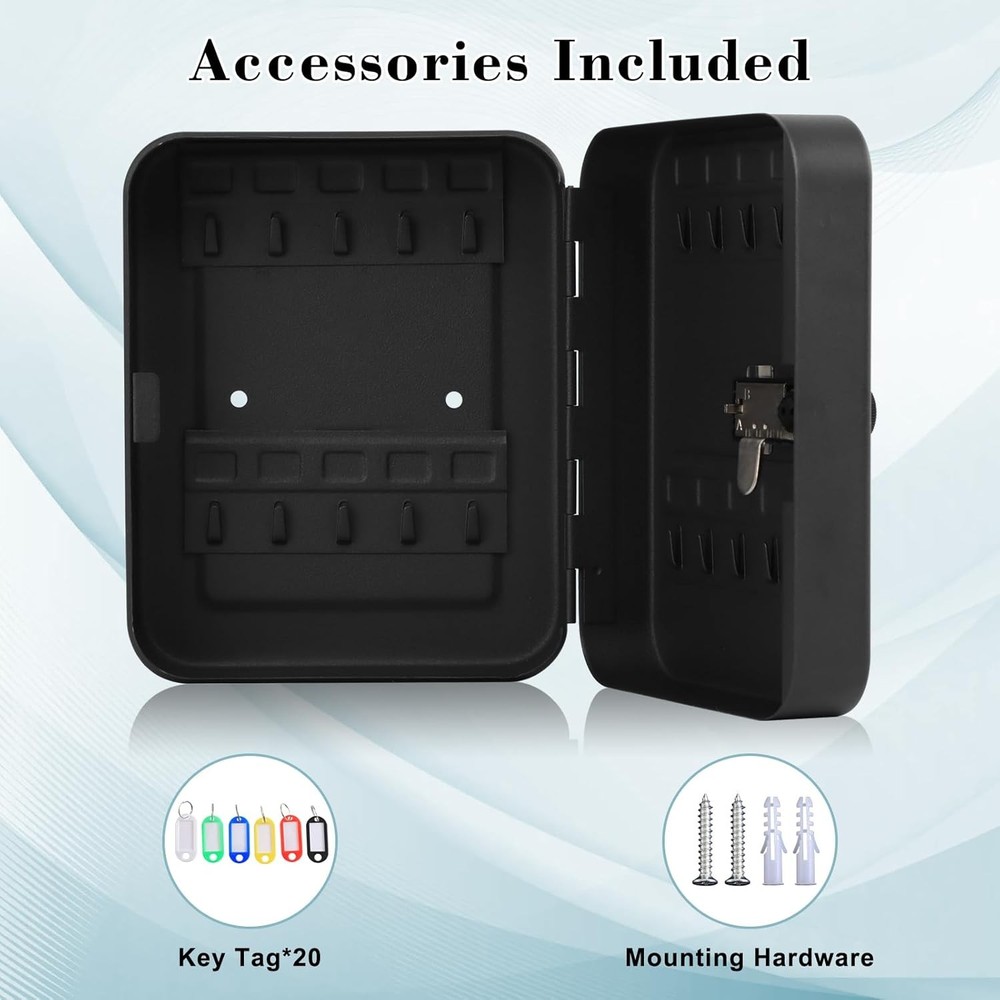 20 Key Storage Lock Box, Wall Mount Key Cabinet with Combination Lock