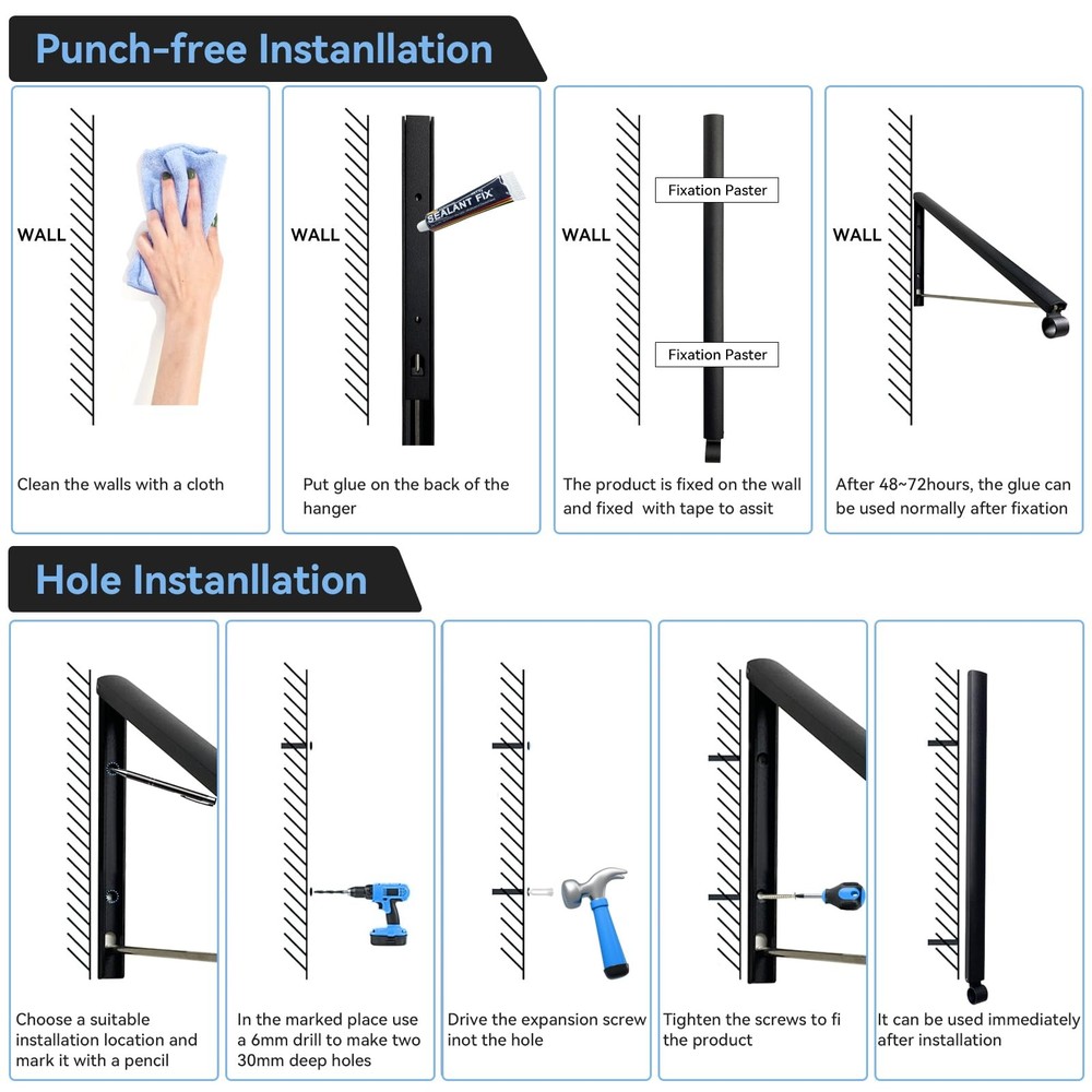 Drying Rack Wall Mount, Retractable Laundry Hanging Rack Wall Mount, Folding ...