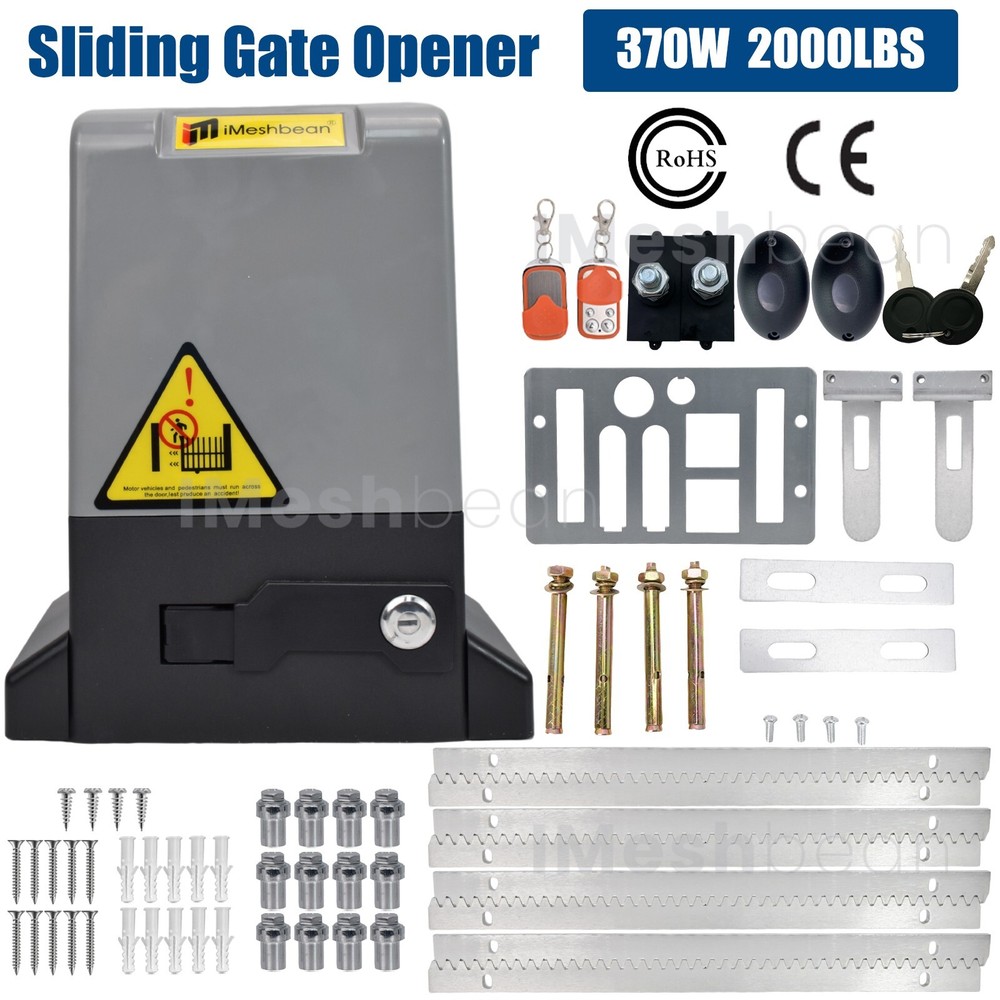 Automatic Sliding Gate Opener 2000lbs Rack Driven 2 Remote Controls 13.12FT Rack