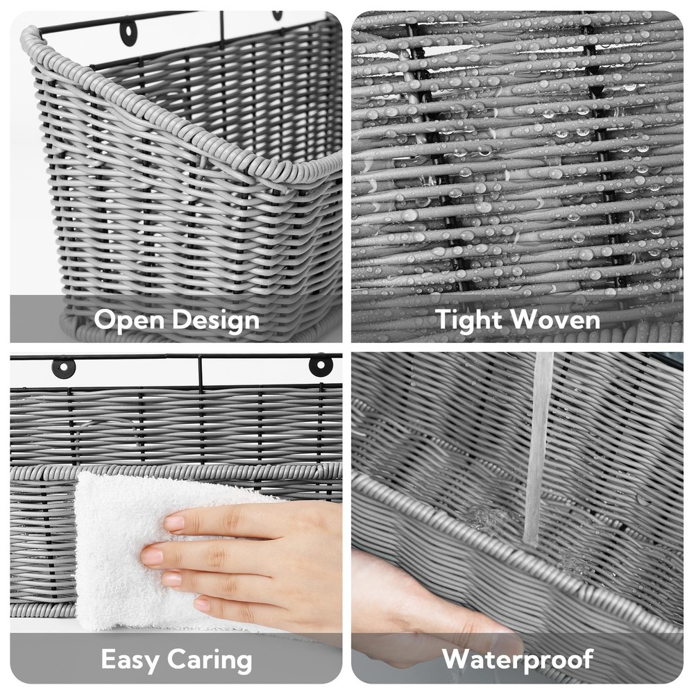 Wicker Hanging Basket, 2 Pack Storage Baskets for Cabinet, Wall Mount Fruit B...