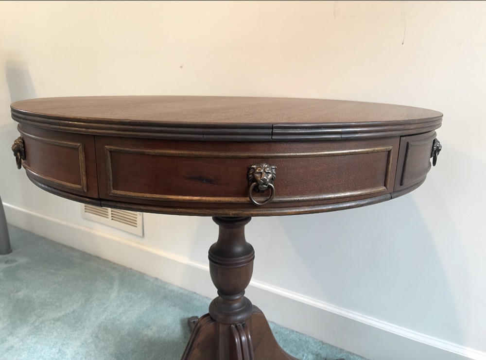 Regency Style Mahogany Drum Pedestal Table