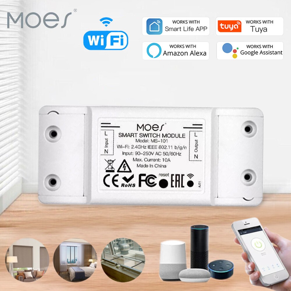 MOES WiFi Smart Switch Module Light Wireless For Alexa Google APP Remote Control