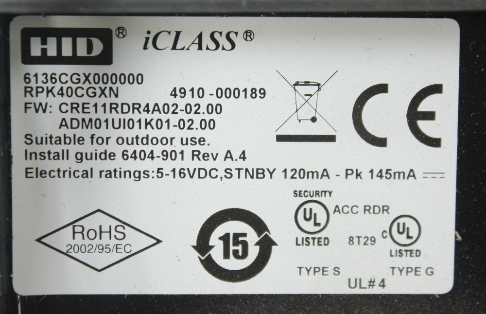 HID multiCLASS Wall Keypad Switch Keypad Reader 6136CGX000000 90-Day Warranty