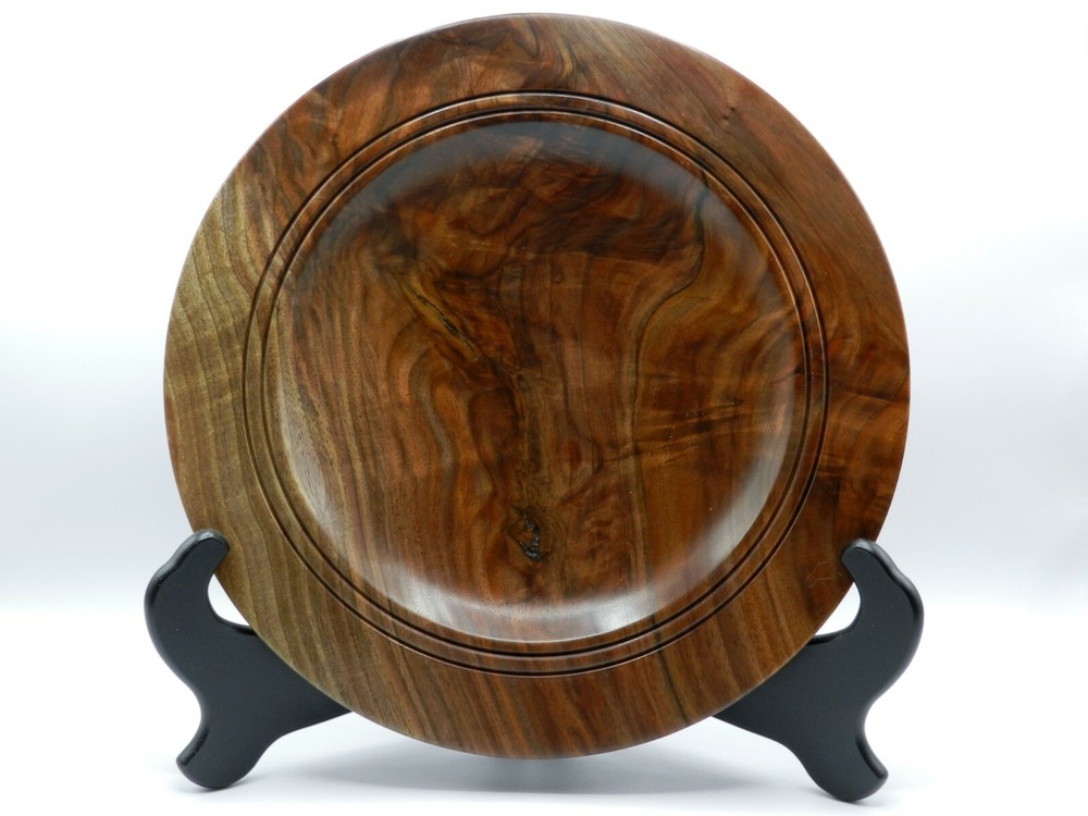Handmade Crotch Figured Black Walnut Platter. Stunning flame pattern/colors. #95