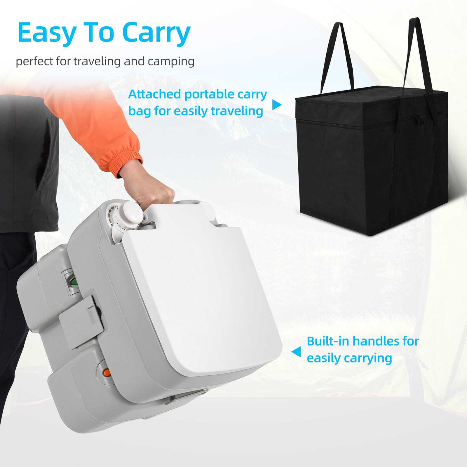 Portable Toilet 5.28 Gallon Porta Potty W/Level Indicator Hand Sprayer RV Travel