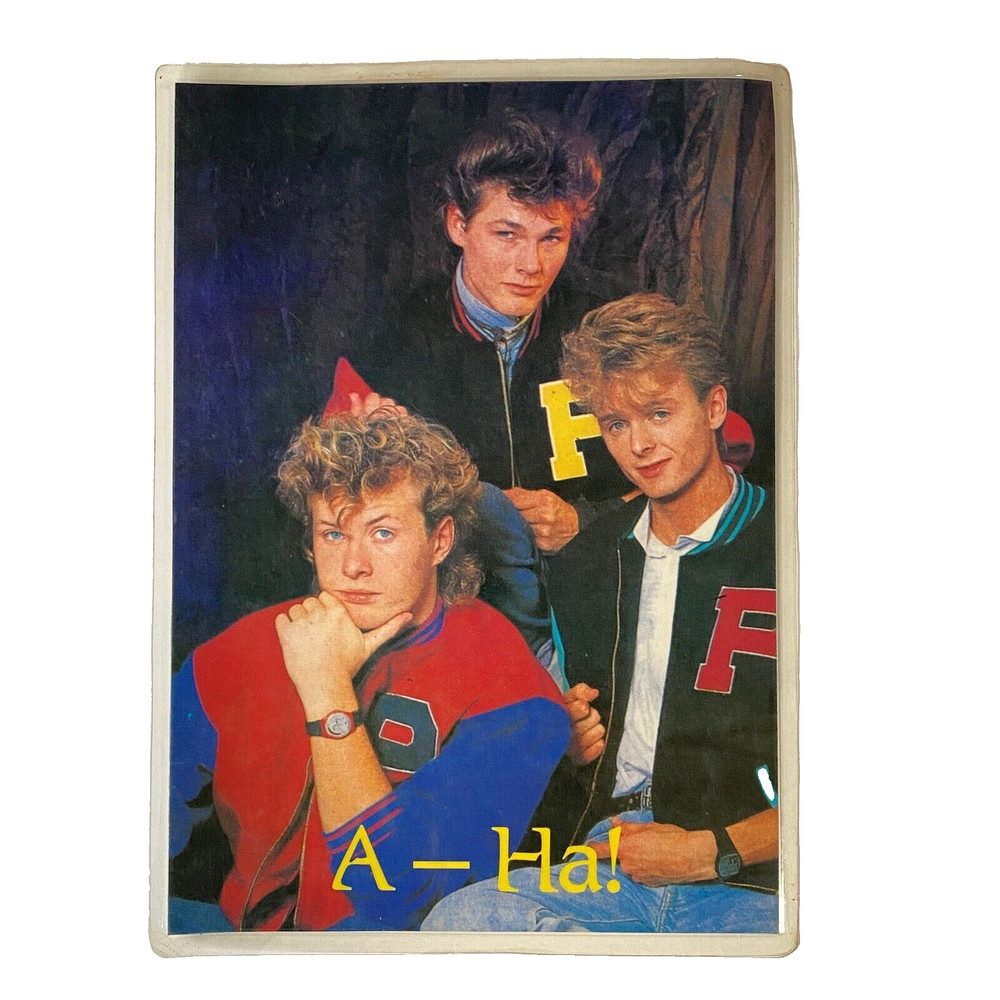 Vtg 80's Poster Mini Band Promo Laminated A-Ha Double Sided Synth-Pop Music