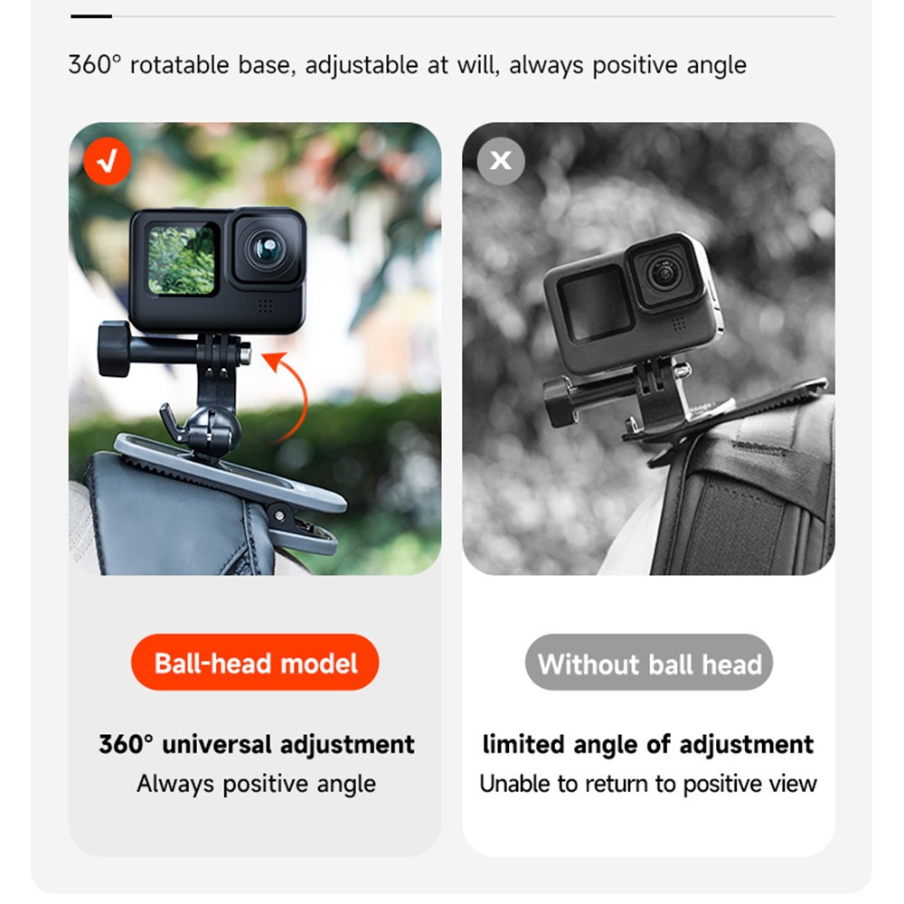 360° Adjustable Universal Cemara/Phone Backpack Clip Magnetic Mount Holder
