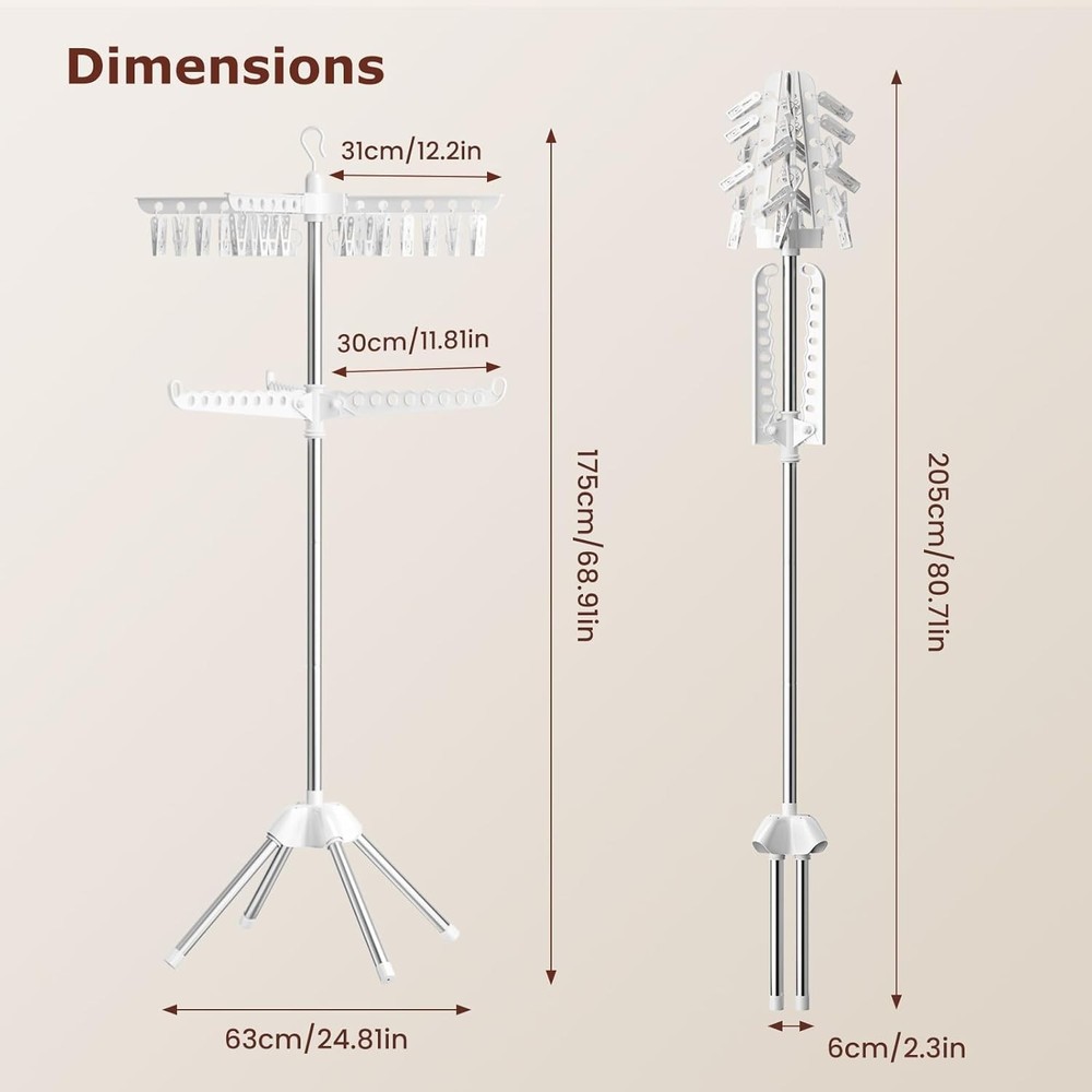 2-Tier Foldable Clothes Drying Rack - Rotatable 360° Space-Saving Solution