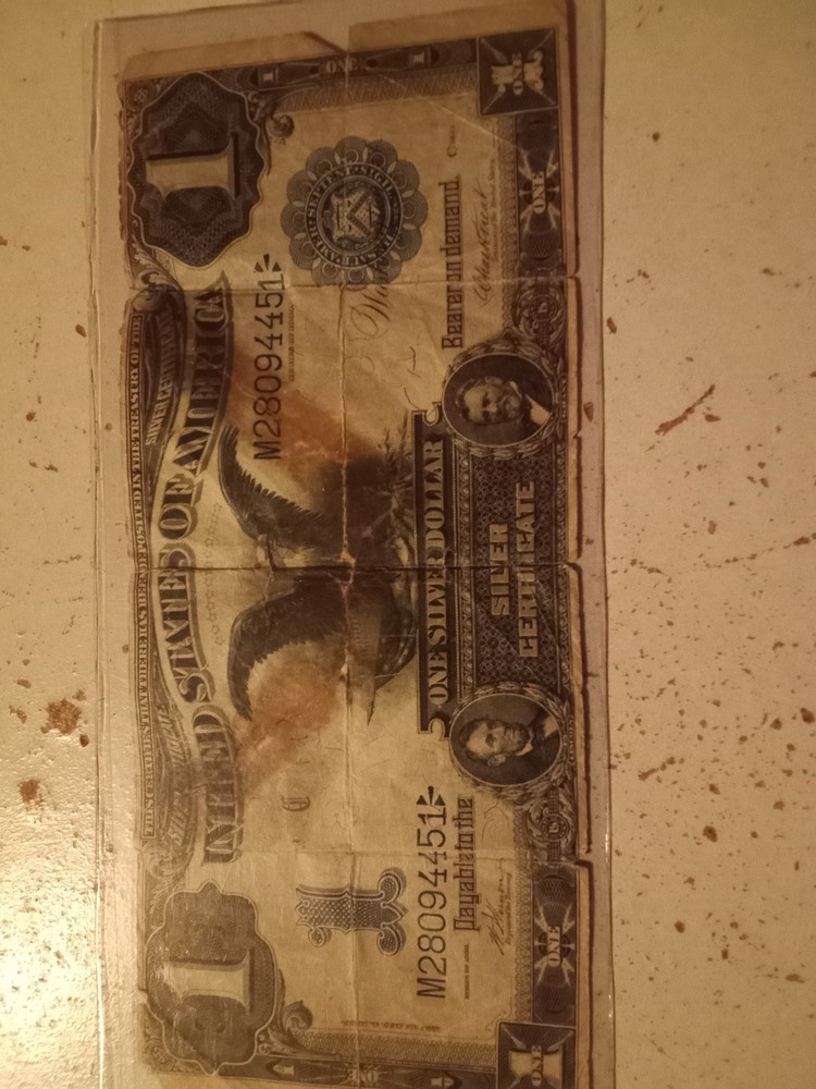 1899 US $1 Large Black Eagle Silver Certificate Circulated Banknote Uncertified