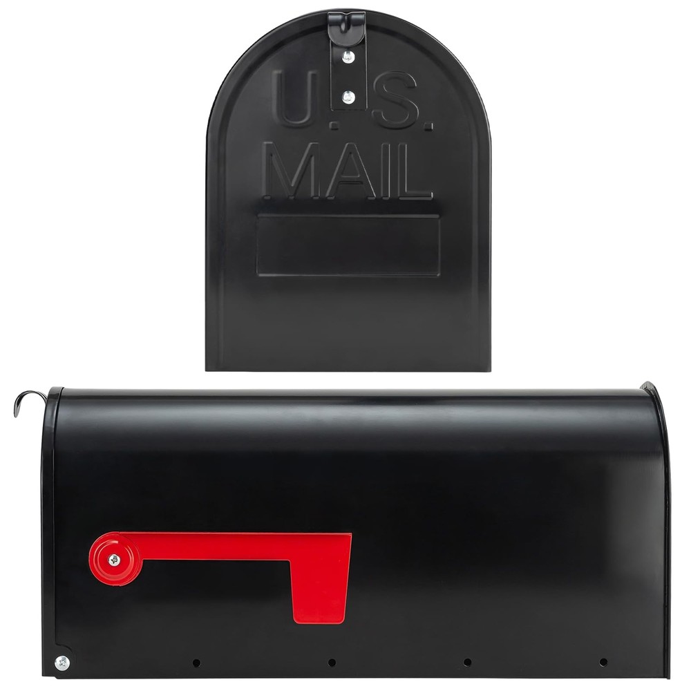 RAINHOL Black Metal Mailboxes for Outside Post Mount, Standard,