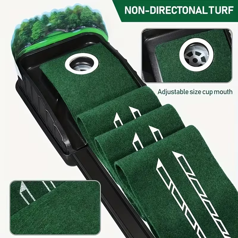 Golf Putting Mat - A Professional Putting Set Featuring an Automatic Ball Return