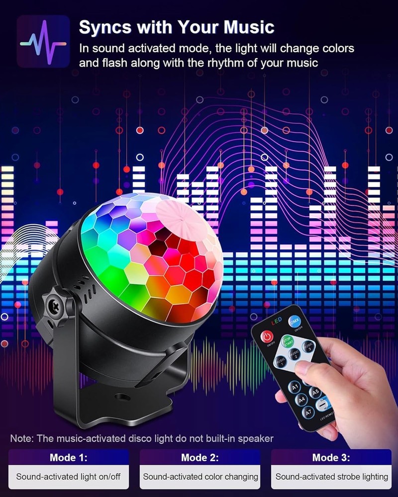 Multi-Function Disco Ball Lights with Remote - Perfect for Dance Parties & Gifts