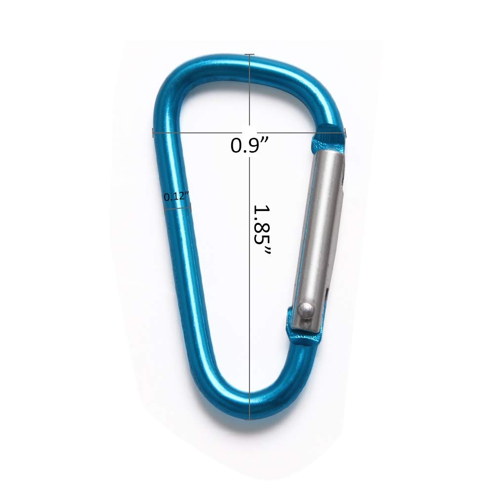 100Pcs Aluminum Locking Carabiner Spring Clips Hook Keychain D Shape Buckle Pack
