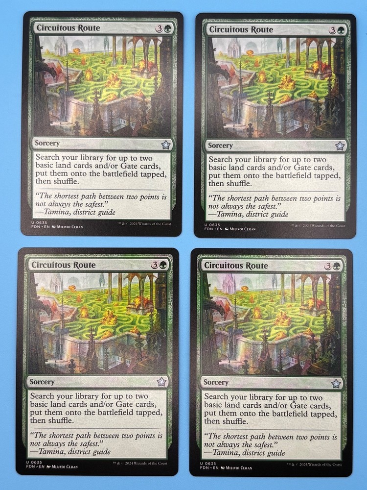 4x Circuitous Route Foundations Green Search Basic Lands  MTG Magic