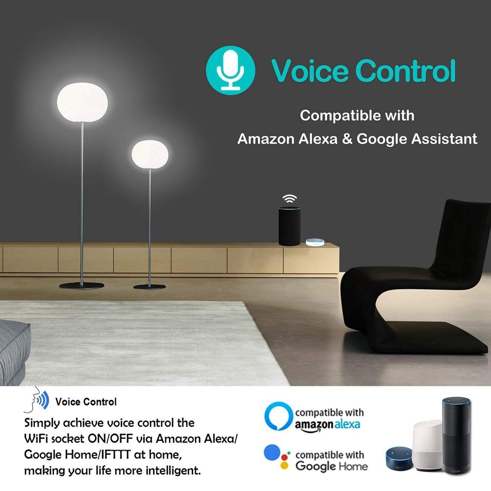WiFi Smart Plug Outlet Wireless Socket APP Remote Voice Control Timer Alexa Goog