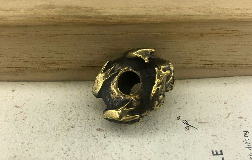 Frog Paracord Bead Hand-Casted Brass Charms EDC Accessories Pendant Buckle