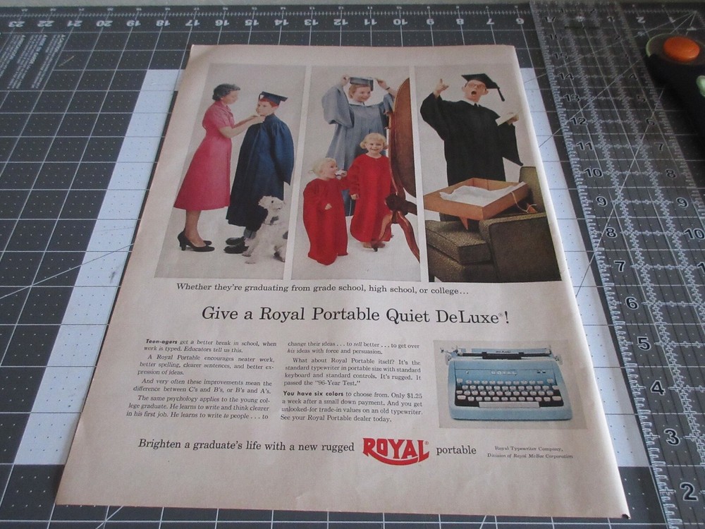 1956 ROYAL Portable Typewriter ~ Graduation, Ad
