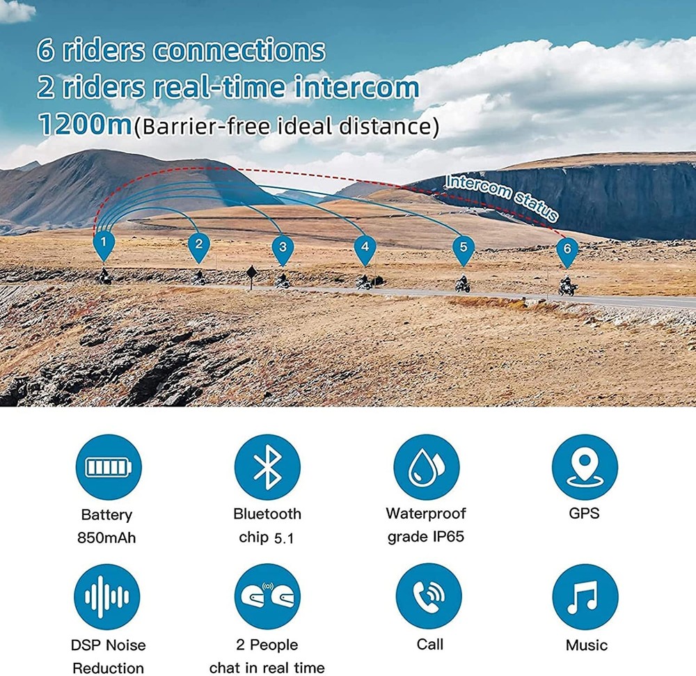 Motorcycle Helmet Bluetooth Headset Intercom Intercomunicador Moto Bluetooth