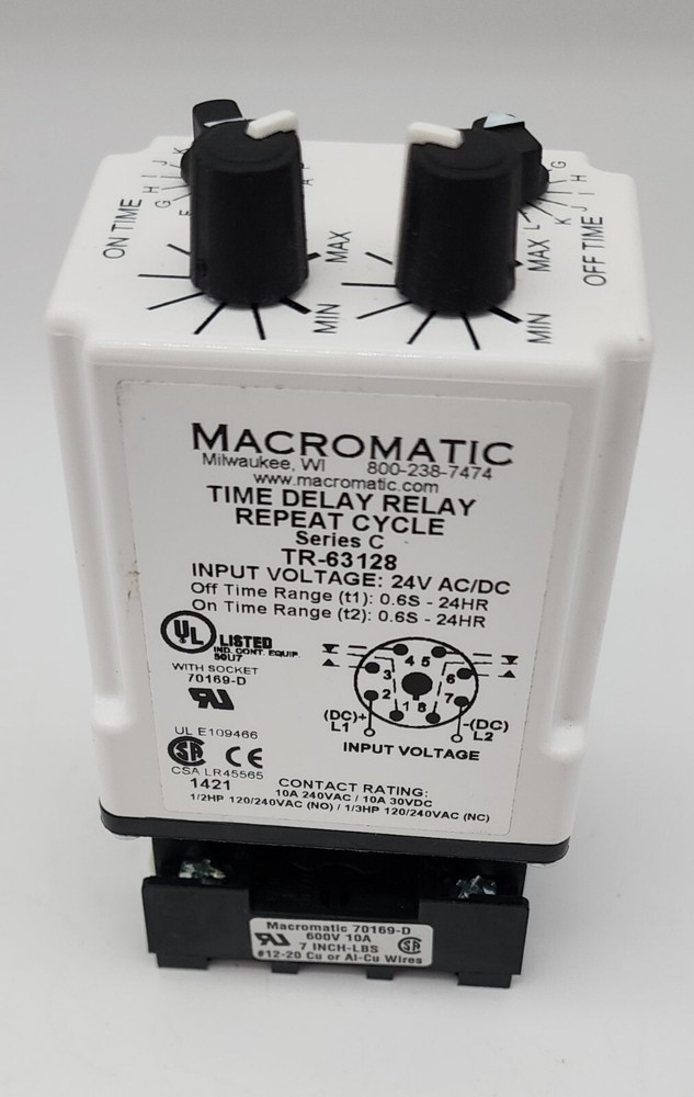 MACROMATIC TR-63128 + 70169-D TIME DELAY RELAY + SOCKET *NEXT DAY AVAILABLE*