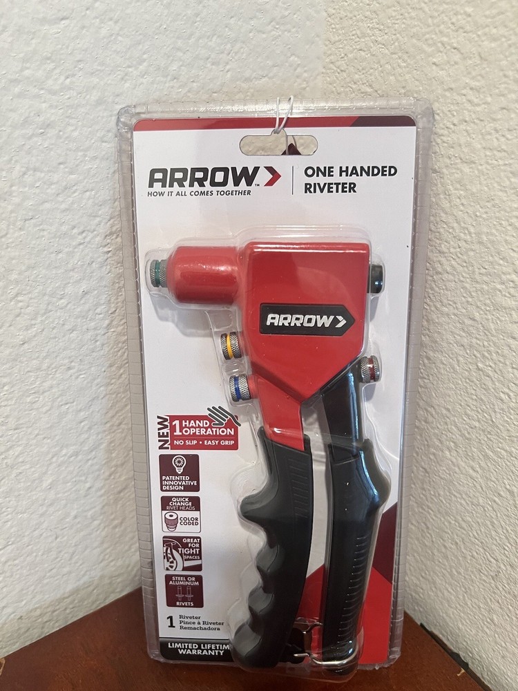 Arrow One Handed Riveter Tool Quick Change Color Coded Rivet Heads Model RT188M