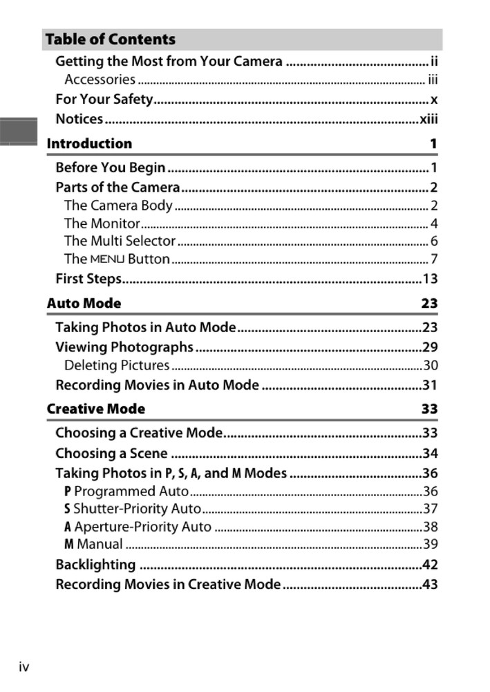 Nikon 1 S1 — User Reference Manual Guide — 1/2 Size, 5.5" x 8.5" Small Compact