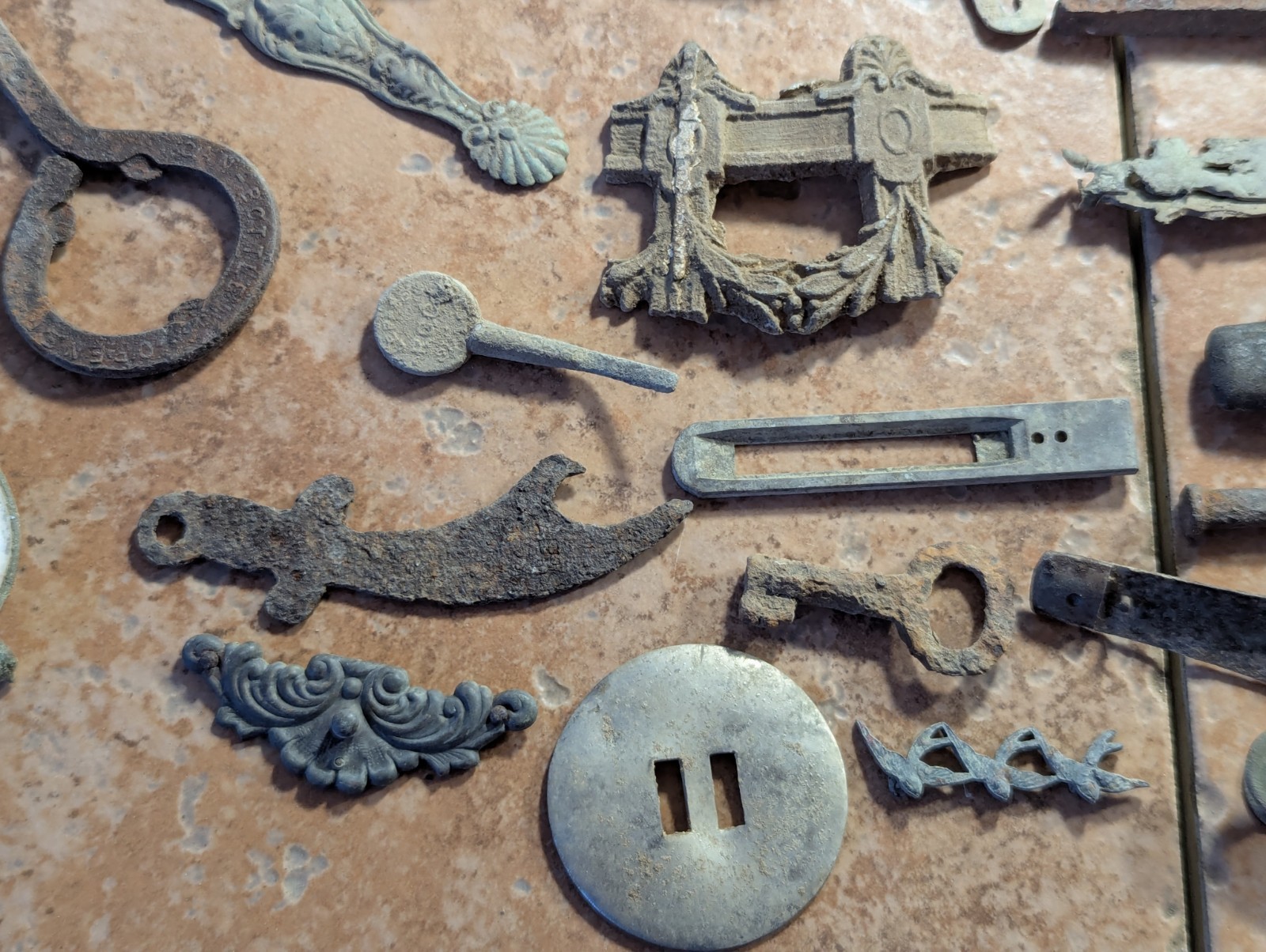 Dug Relics Vintage Iron Door Hardware Buckles Glasses Brass Key Bottle Openers