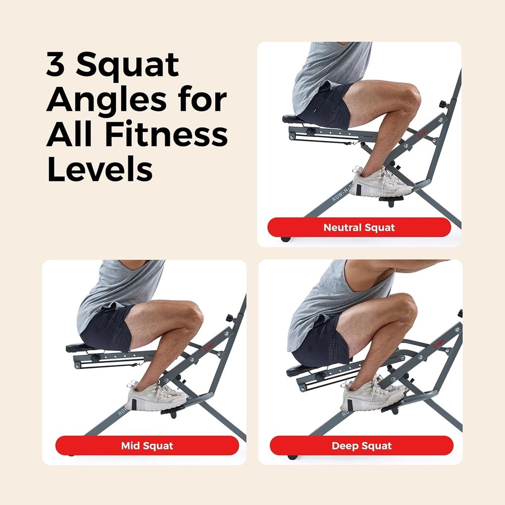Customizable Squat Angle Options, Row-N-Ride Glute Trainer