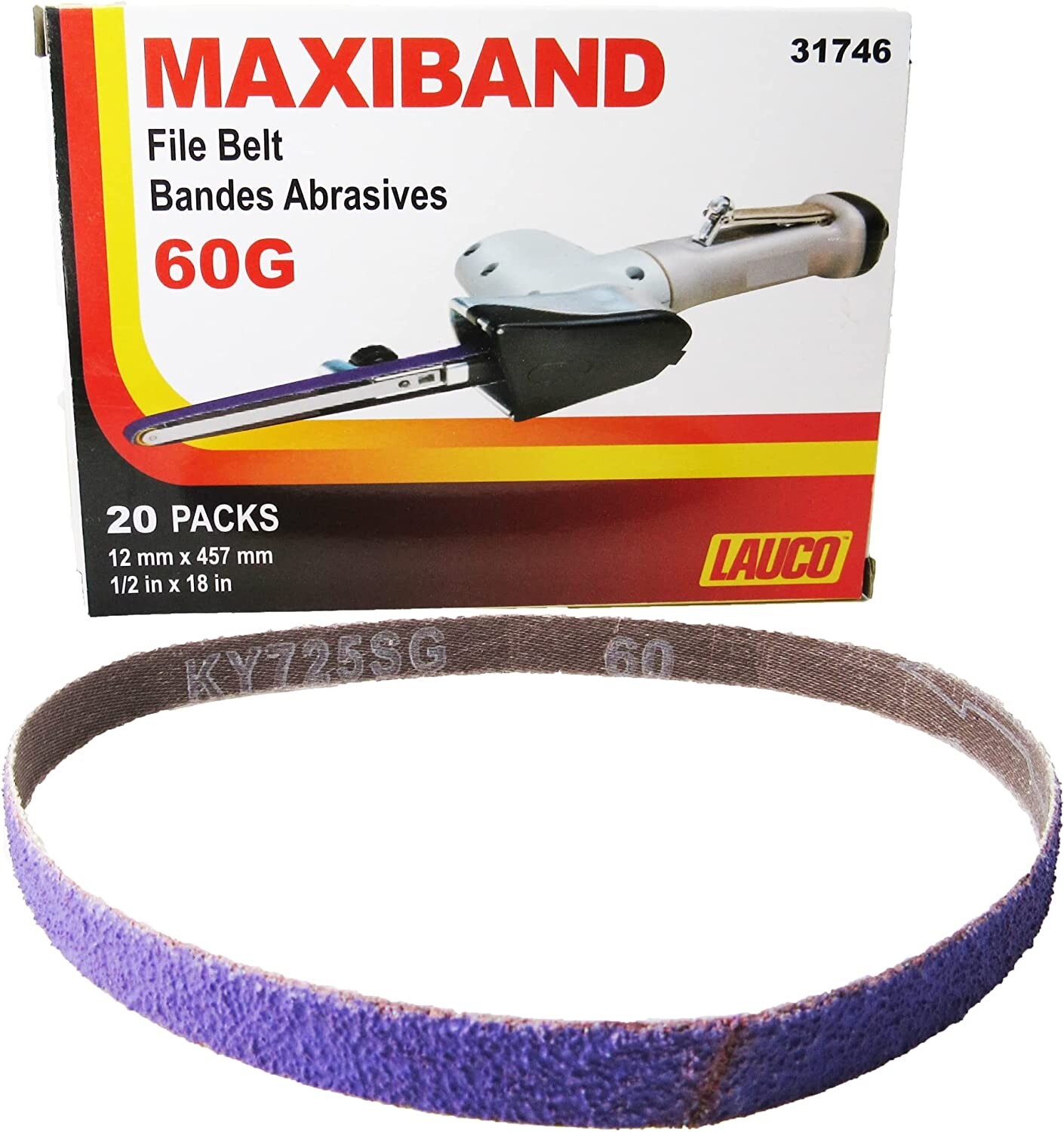 Purple File Sanding Belt Abrasive 1/2 in x 18 IN- Pack of 20 - GRIT 60