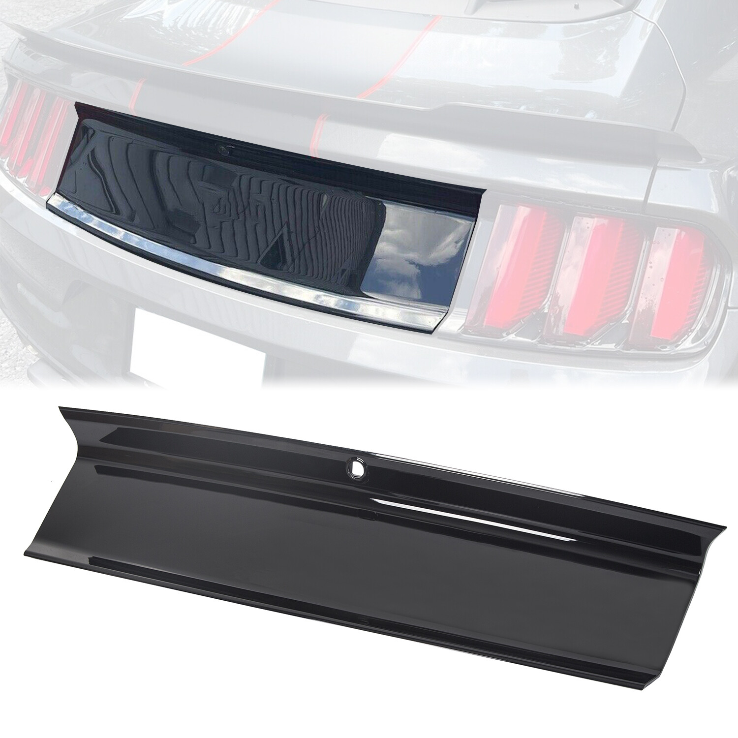 For 2015-2023 Ford Mustang GT Gloss Black Rear Trunk Deck Lid Panel Trim Cover