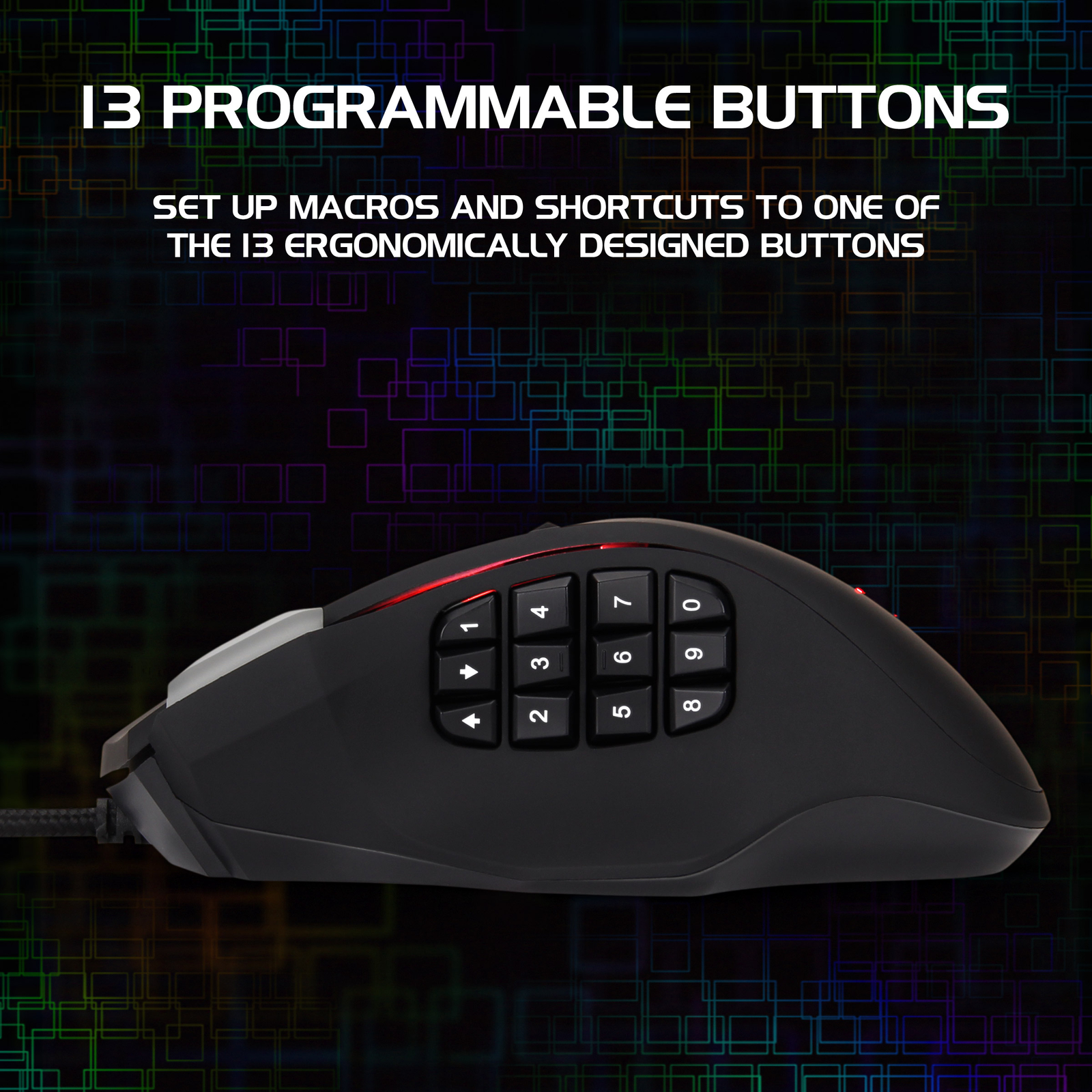 ENHANCE Theorem 2 MMO Gaming Mouse with 13 Programmable Side Buttons
