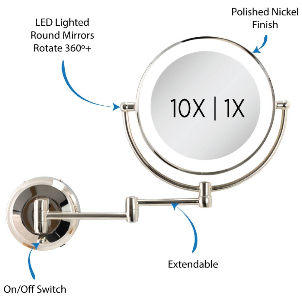 Next Generation® Polished Nickel LED Wall Makeup Mirror