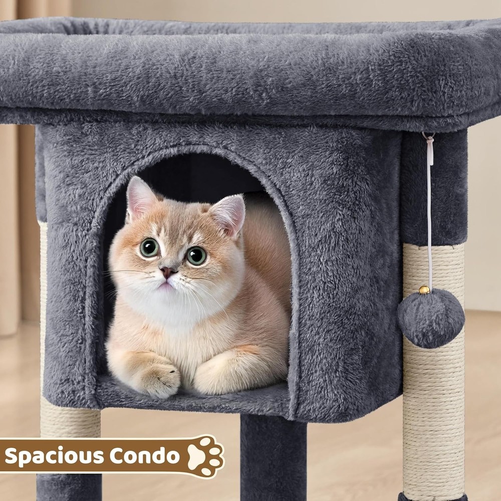 23.5in Modern Cat Tree Tower with Snug Plush Comfort & Durable Scratching Posts