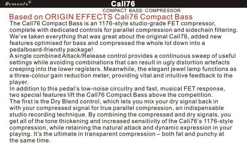 Demonfx CALL76 Compact Bass Compressor Nice Fast U.S. Ship !