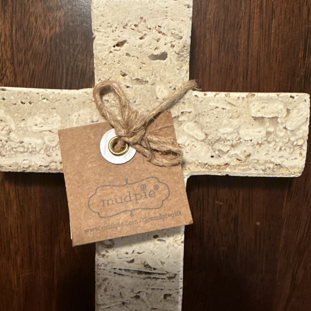 Mud Pie Cream Travertine Cross