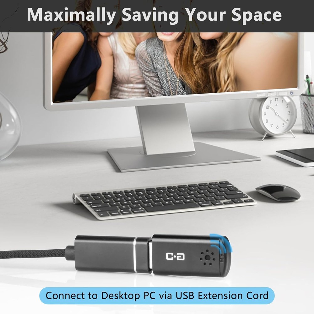 USB Microphone for Laptop Desktop High Sensitivity Clear Call Plug Play Cordless