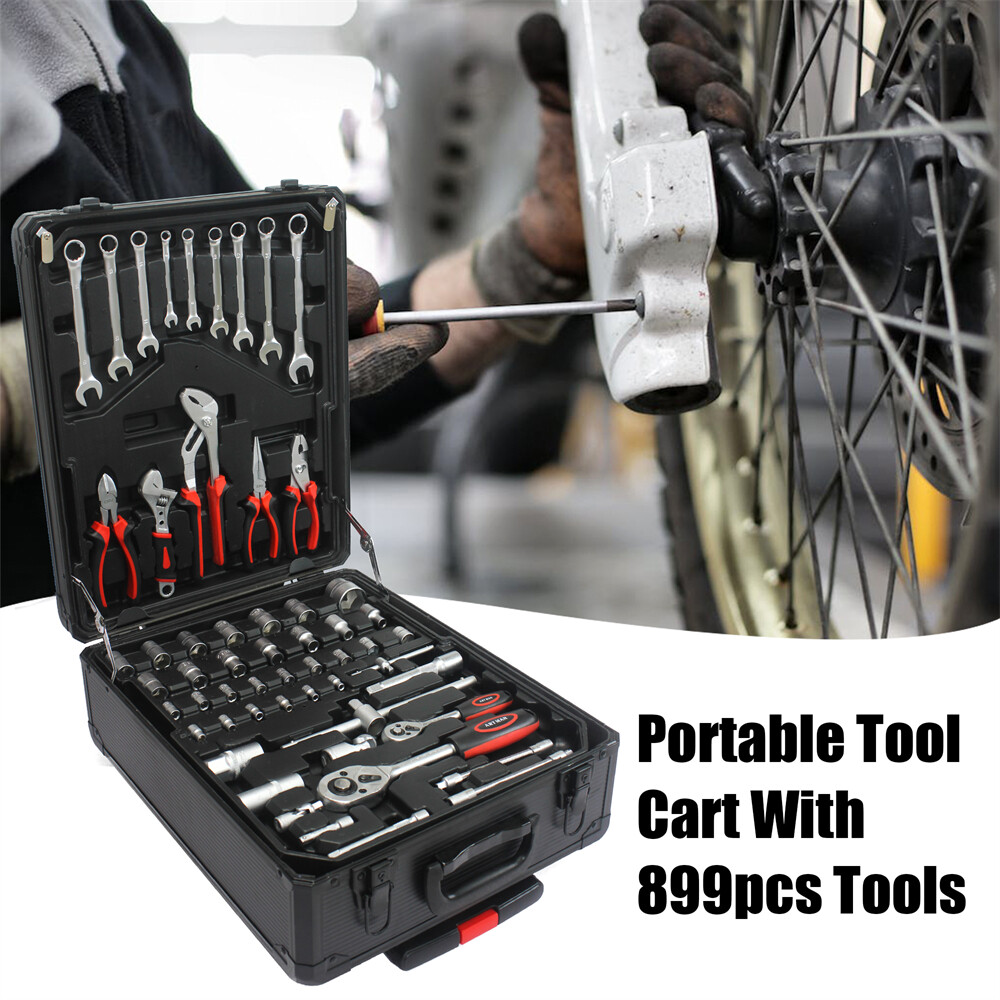 899 Pcs Tool Set w/Trolley Case Box Organize Mechanics Tool Kit Wrenches Socket