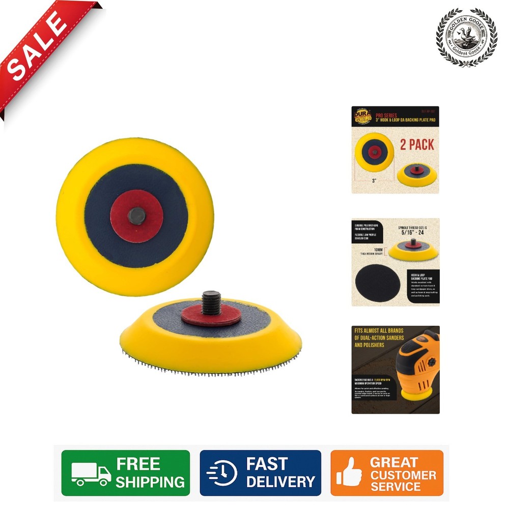 Pro Series 3" Hook & Loop DA Backing Plate Pads - 2 Pack for Precision Polishing