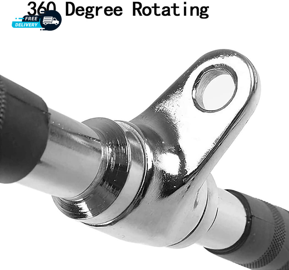 Lat Bar Cable Machine Attachment Curl Pulldown Bar with Full Rotation and Rubber