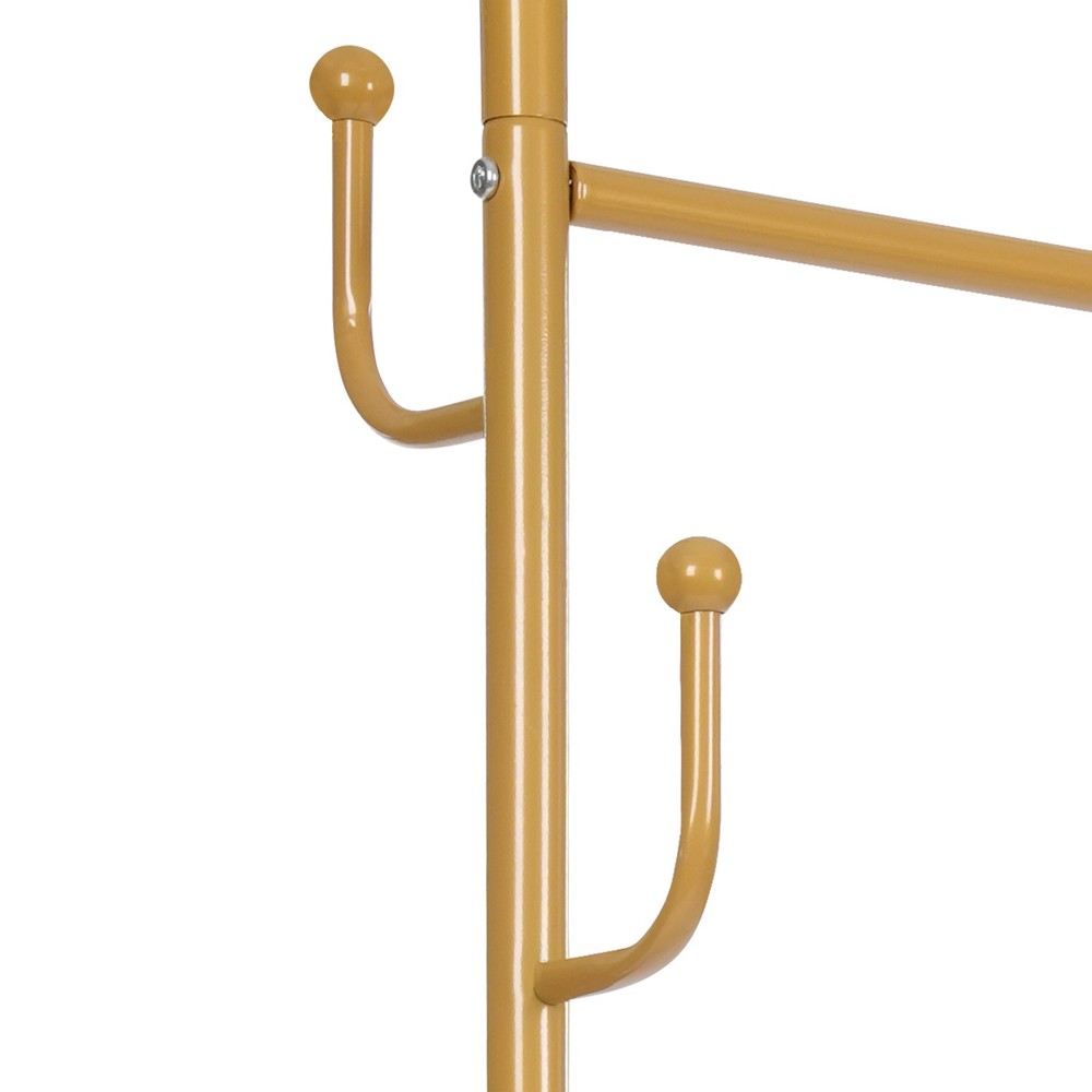Multi-Functional Movable Clothes Rack Garment Stand w/ Storage Basket & Hooks