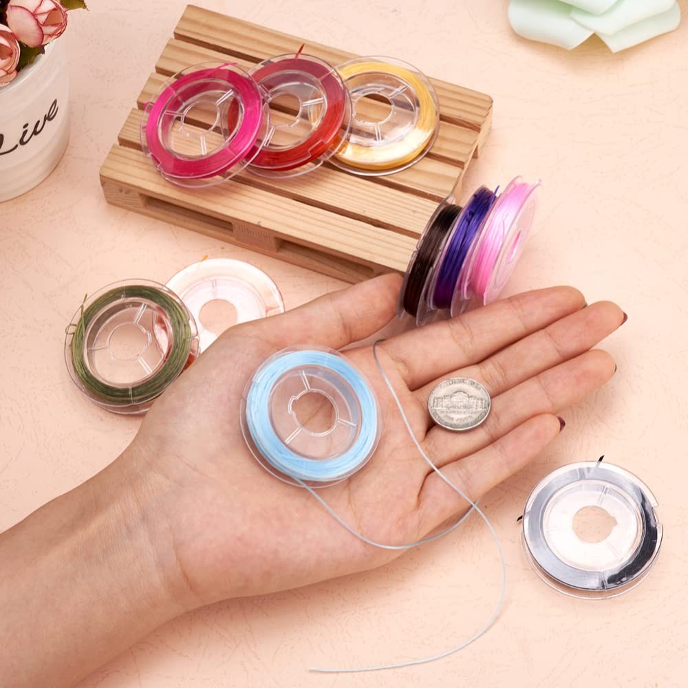 Craftdady 10 Rolls Elastic Crystal Beading Thread 0.5mm, Random Mixed Color