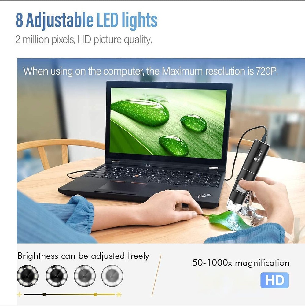 Wireless Digital Microscope, Skybasic 50X-1000X Magnification WiFi Portable H...