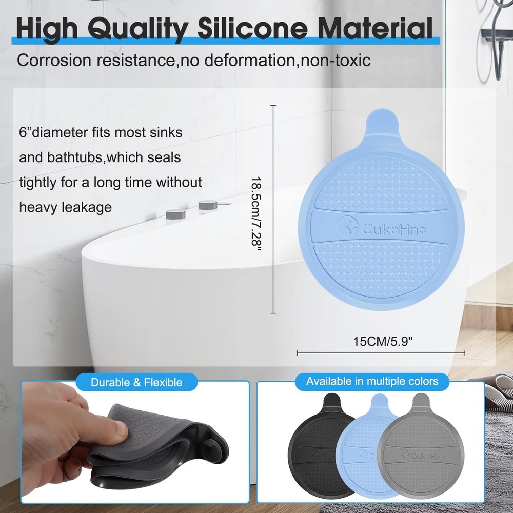 CukoHno Silicone Drain Stopper for Shower & 2 Pack, Multicolor