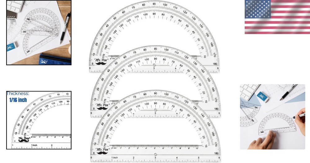 6-Inch Clear Plastic Protractor 3 Pack for Geometry - Precision Measuring Tool