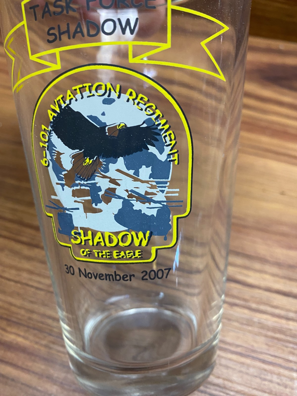 Army Task Force Shadow Eagle 6-101 Aviation Regiment Beer Pint Glass Nov. 2007