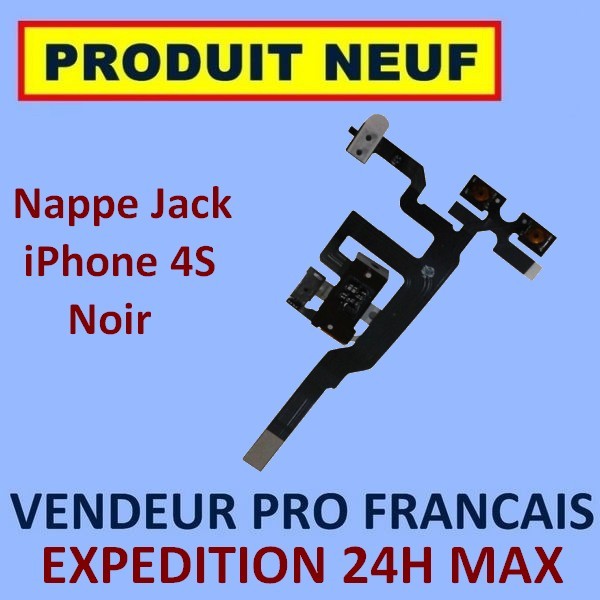 ✖ Flat Flex Jack And Volume Buttons Vibration For IPHONE 4S Black ✖ New