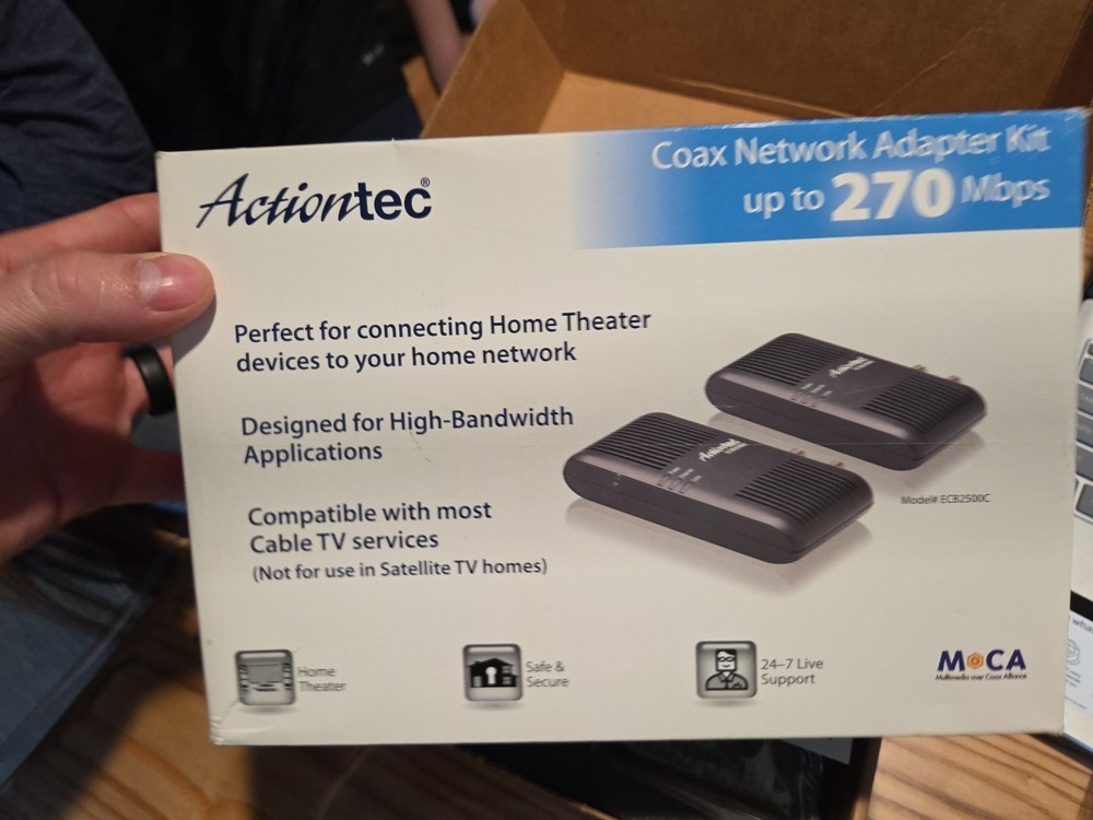 Actiontec ECB2500C Ethernet Network COAX Adapter Kit Homes Without MoCA Routers