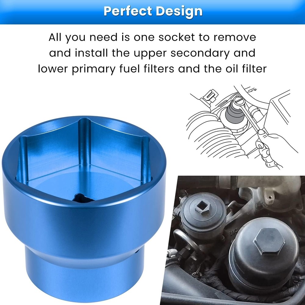 Filter Socket 24mm / 36mm Reversible Filter Cap Remover and Installer Blue