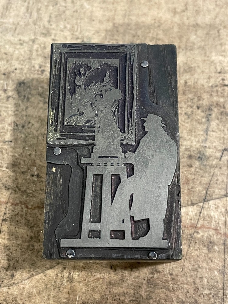 Printing Letterpress Printers Block Man Projecting Magic Lantern (940)