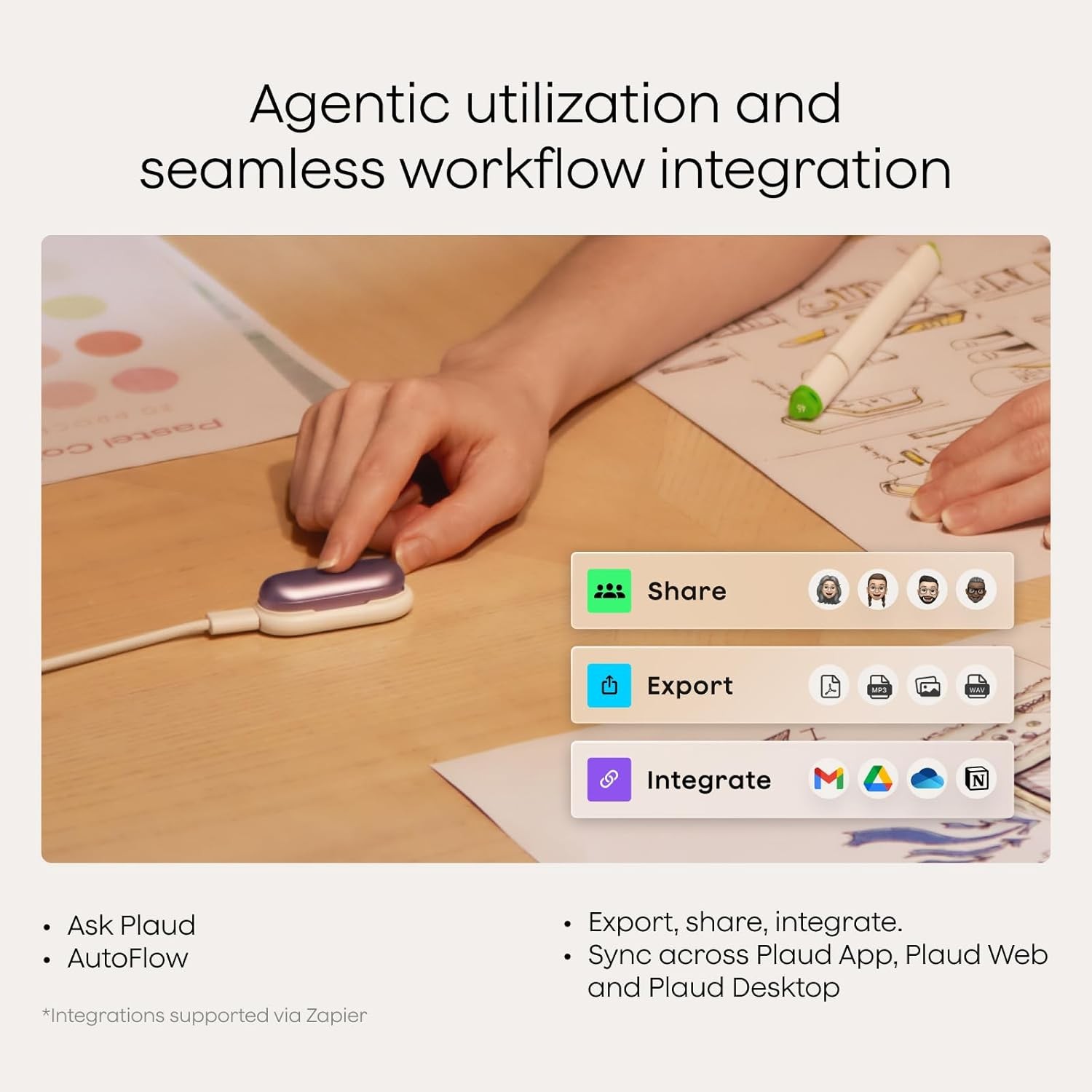 Plaud NotePin S AI Voice Recorder 64GB 112 Languages Wearable Purple